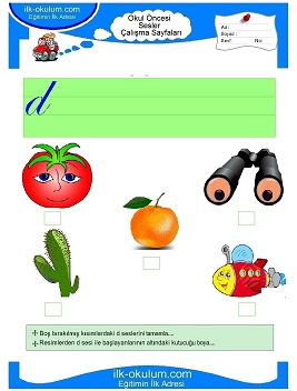 Çocuklar İçin D Sesi Çalışma Sayfaları 